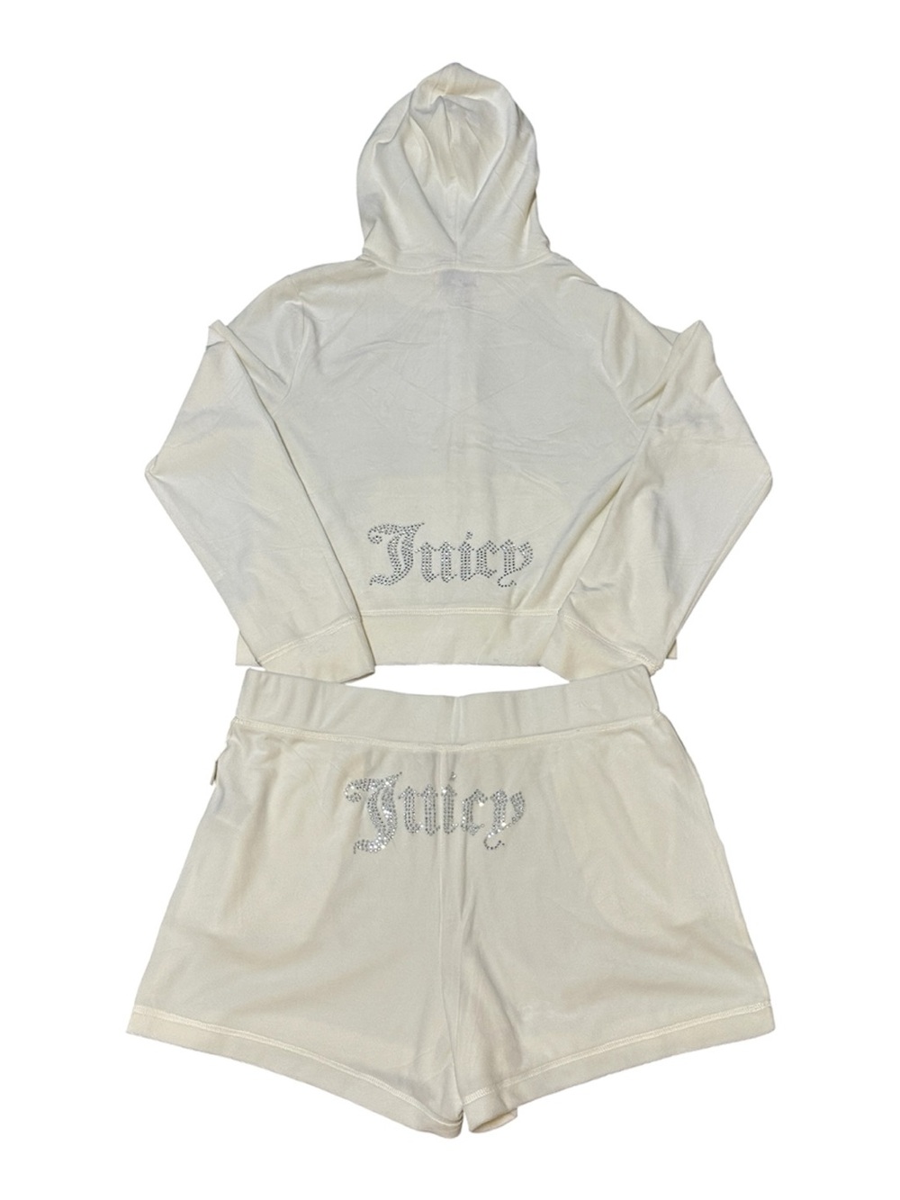 Juicy Couture Rhinestone Logo Oyster Hoodie & Shorts Set